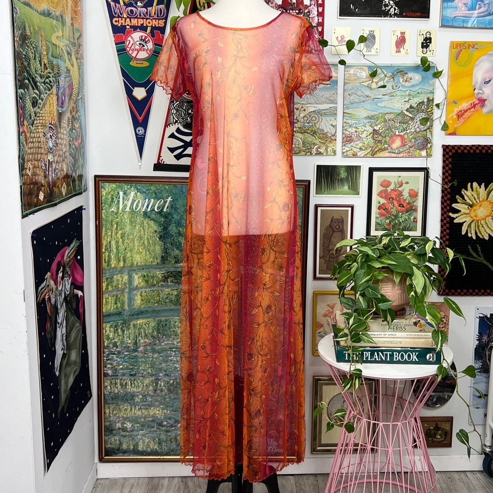 Vintage Sheer Floral Maxi Dress